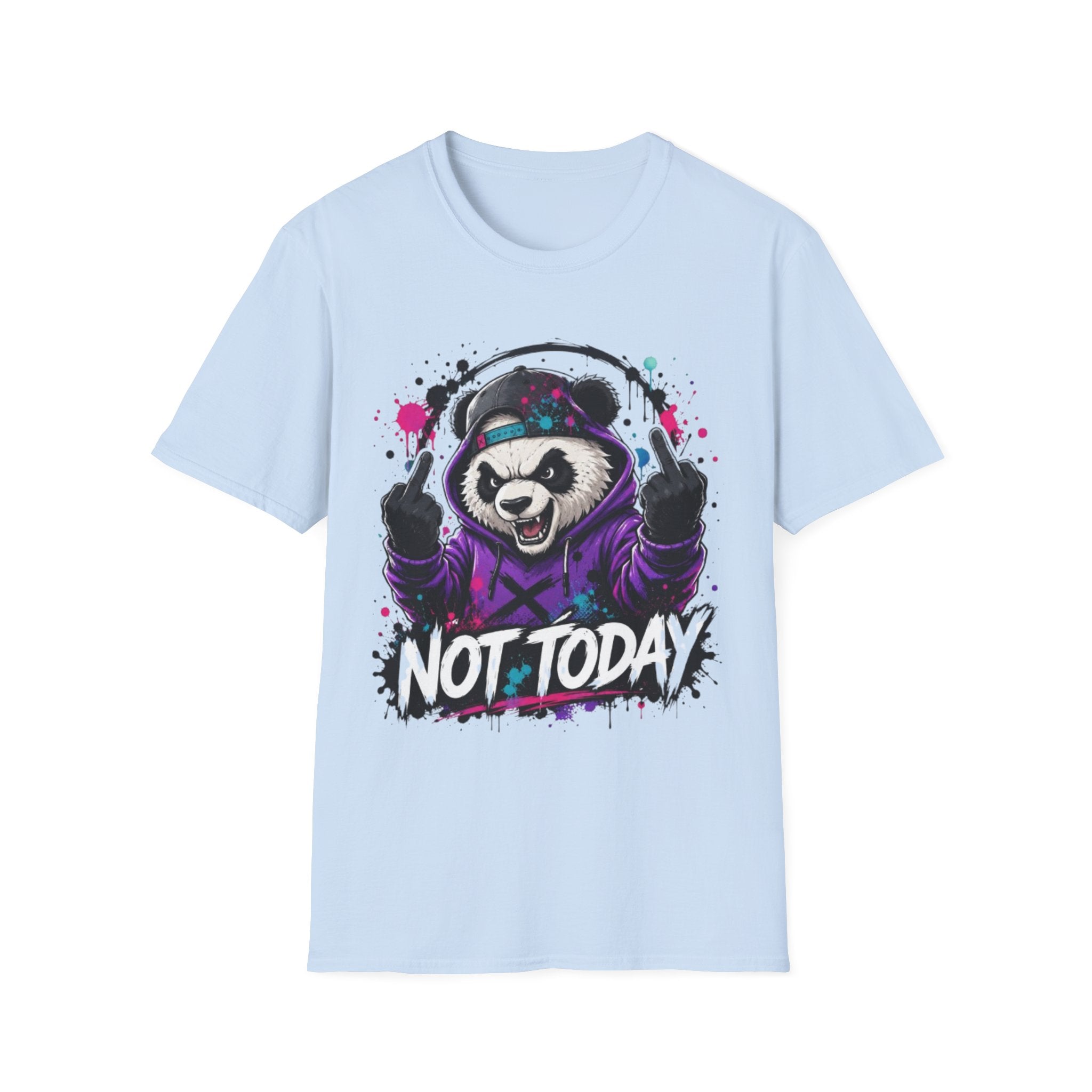 Not Today Panda T-Shirt — Edgy Streetwear Graphic Tee with Headphones