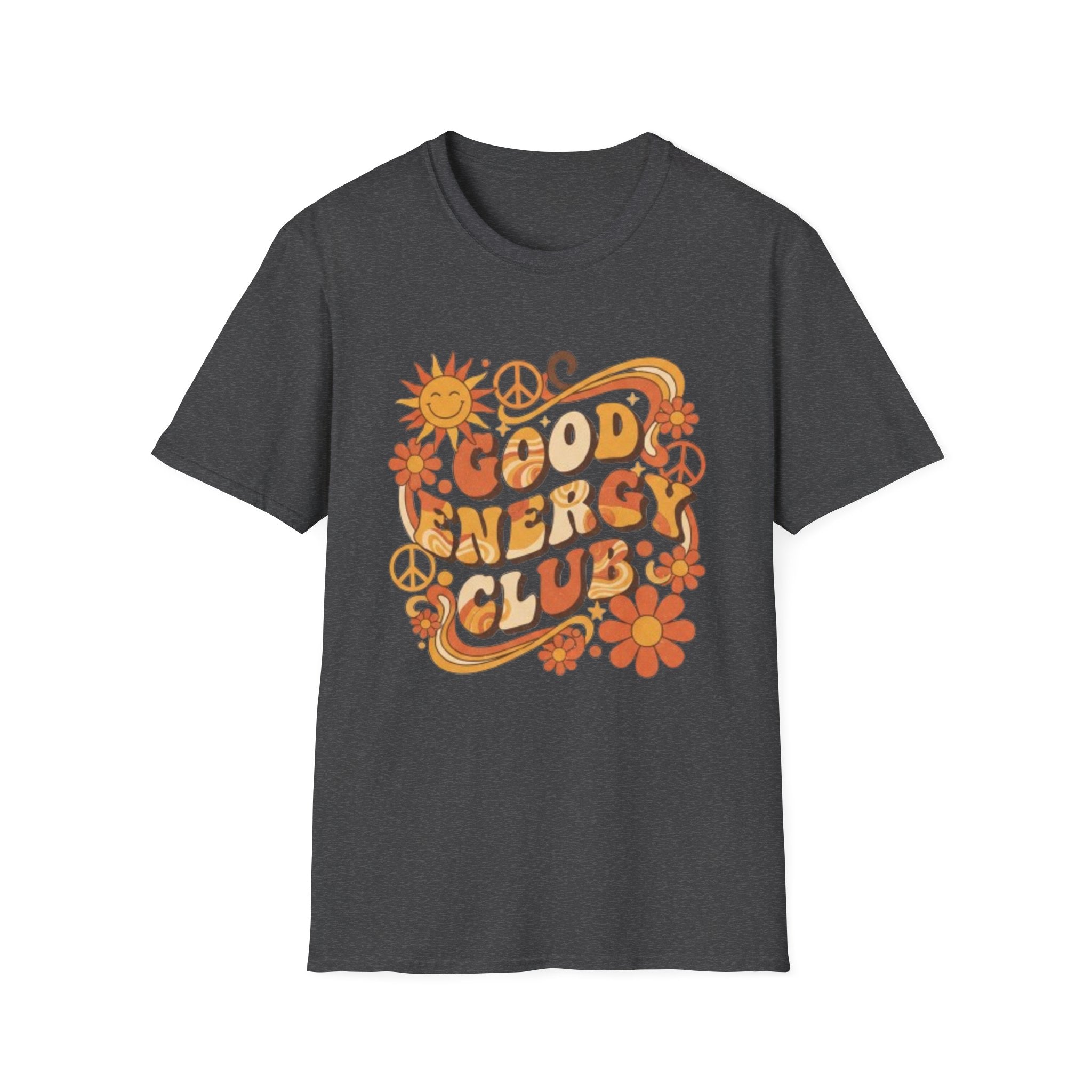 Good Energy Retro Tee — 70s Sunshine Peace Floral Graphic T-Shirt