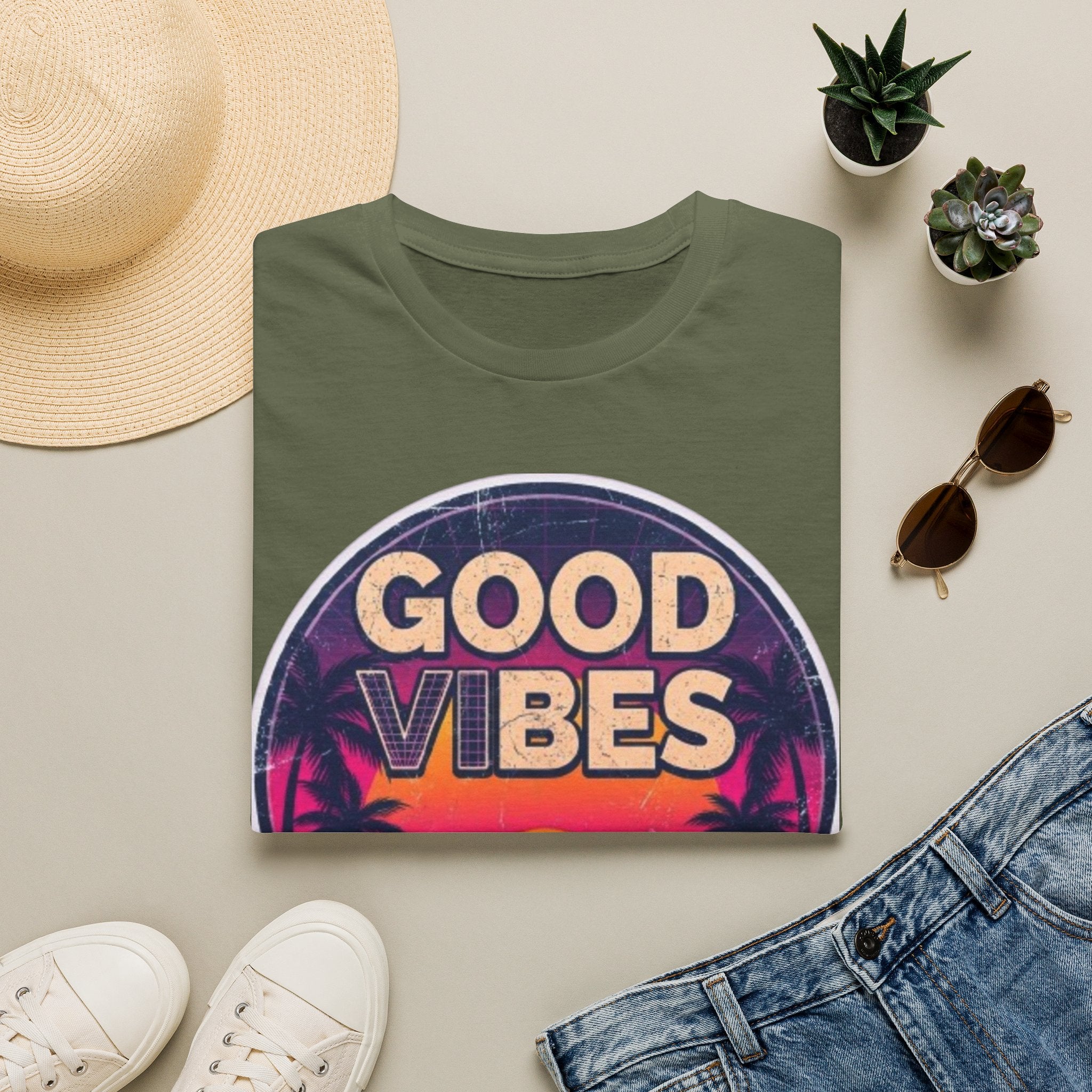 Good Vibes Retro Sunset T‑Shirt