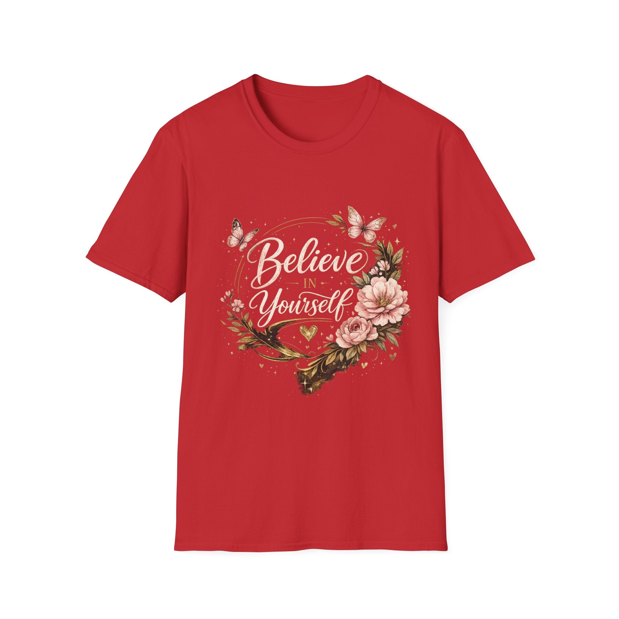 Believe in Yourself Floral T-Shirt — Inspirational Butterfly Graphic Tee