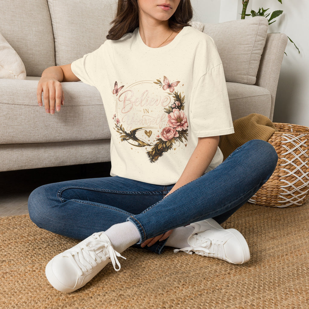 Believe in Yourself Floral T-Shirt — Inspirational Butterfly Graphic Tee