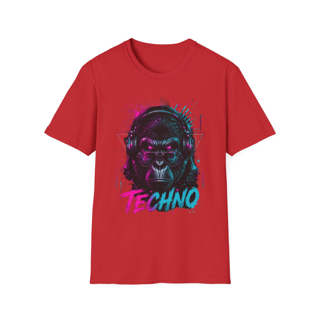 Techno Gorilla T‑Shirt — Neon DJ Ape Graphic Tee