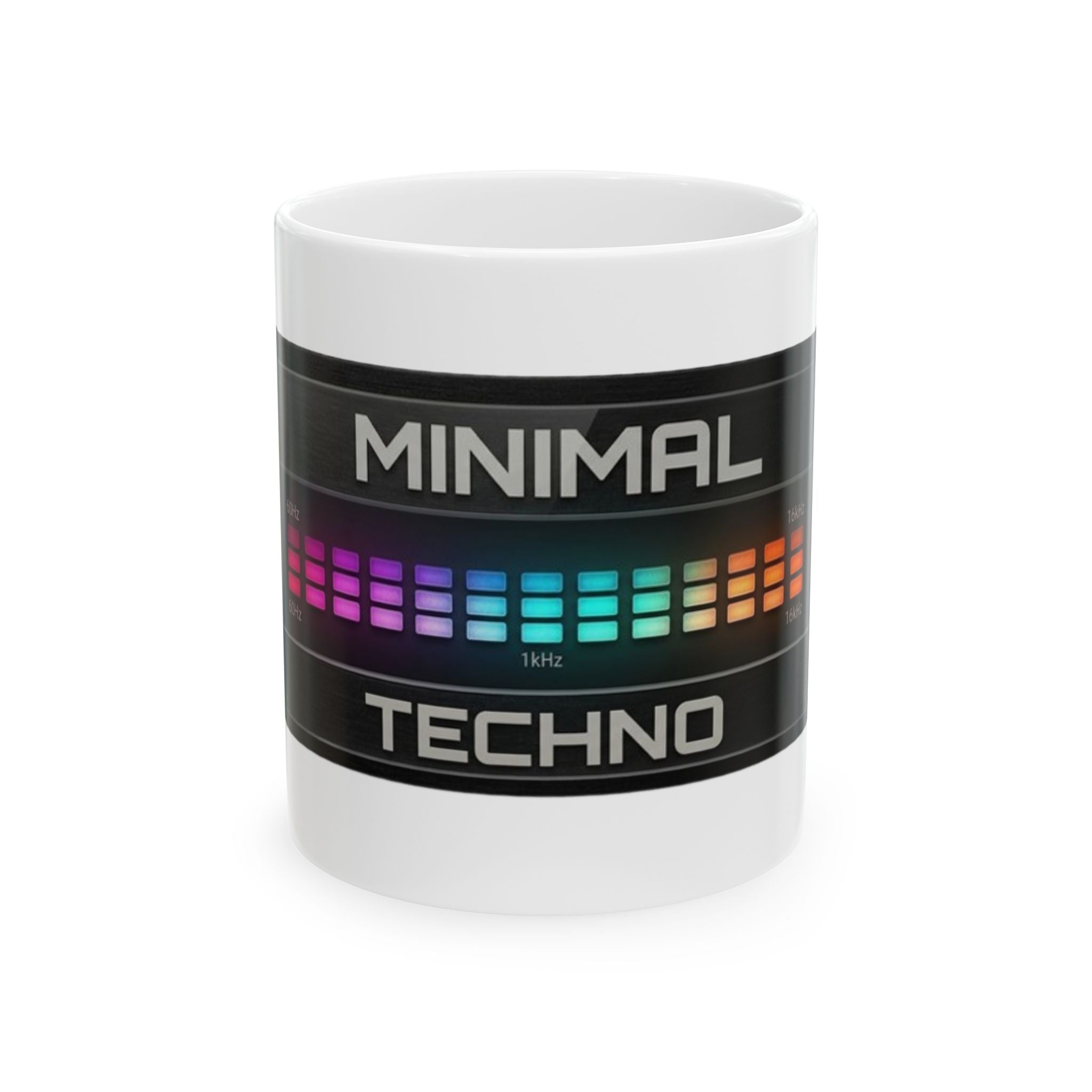 Minimal Techno Ceramic Mug – Color Equalizer Music Lover Coffee Cup (11oz & 15oz)