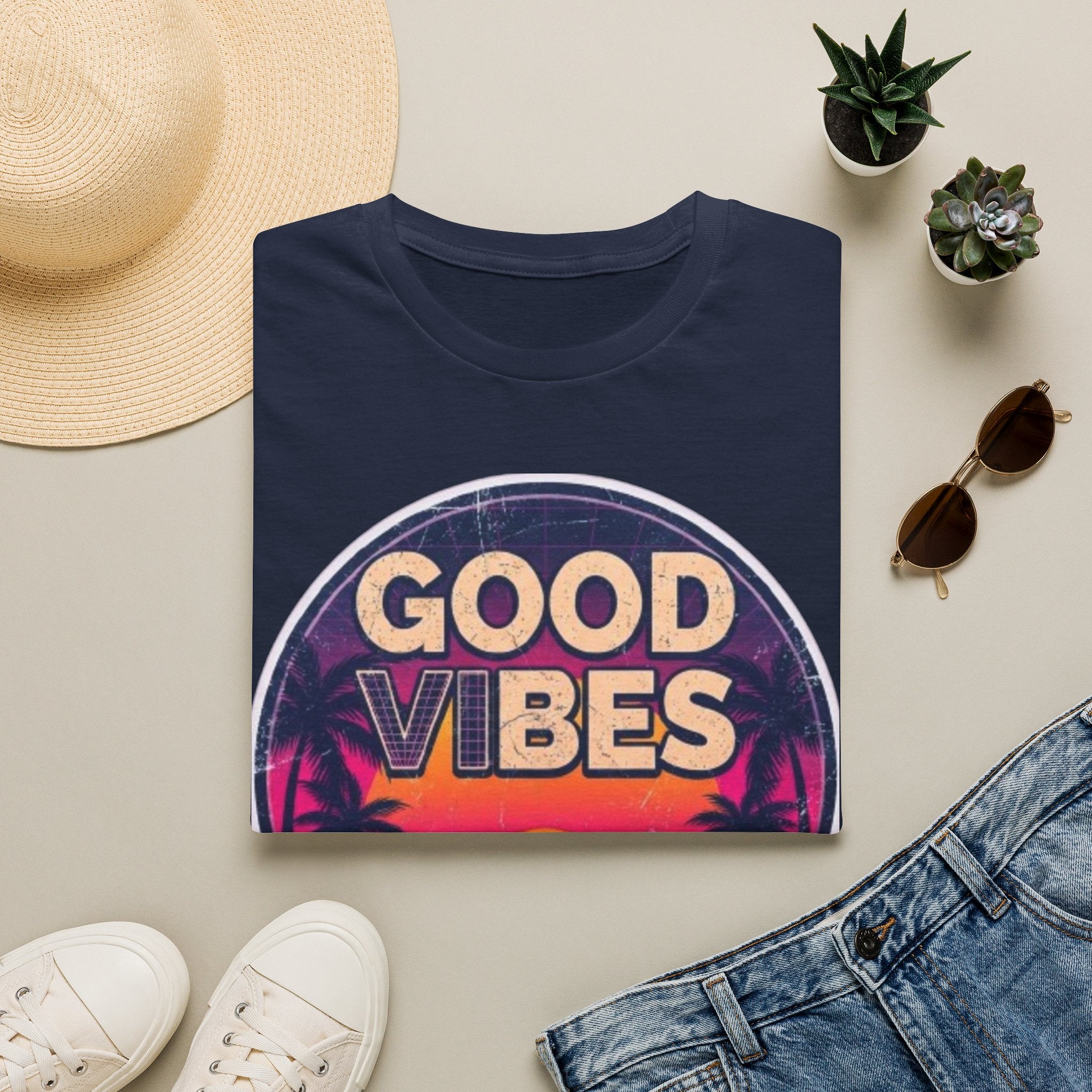 Good Vibes Retro Sunset T‑Shirt