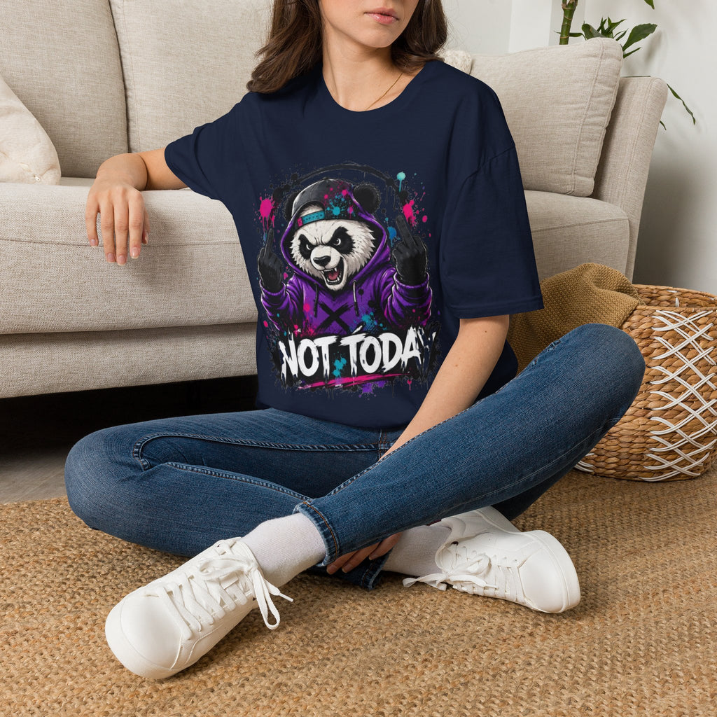 Not Today Panda T-Shirt — Edgy Streetwear Graphic Tee with Headphones