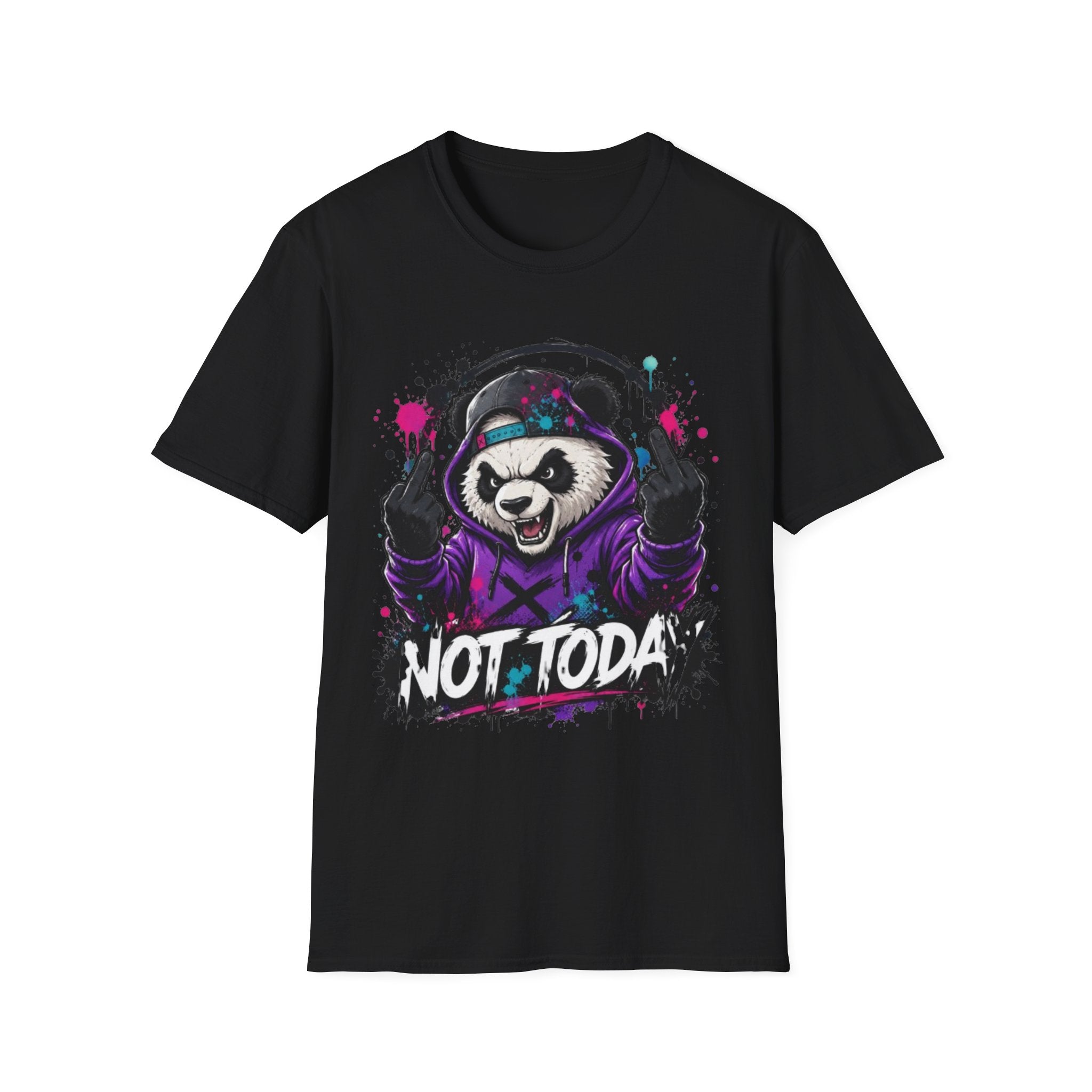 Not Today Panda T-Shirt — Edgy Streetwear Graphic Tee with Headphones