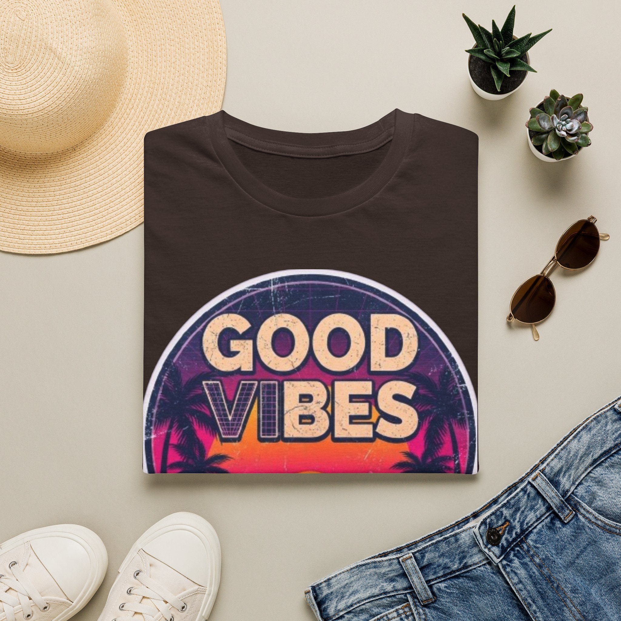 Good Vibes Retro Sunset T‑Shirt