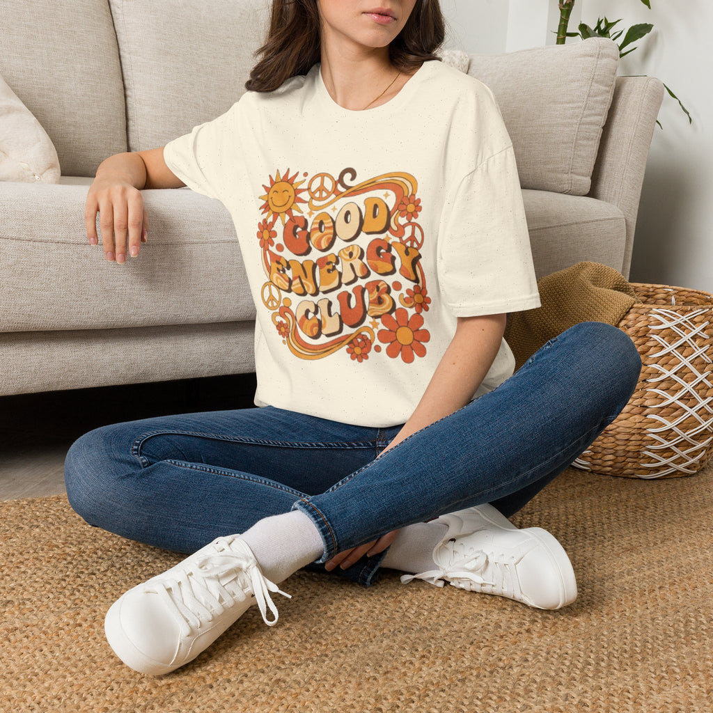 Good Energy Retro Tee — 70s Sunshine Peace Floral Graphic T-Shirt