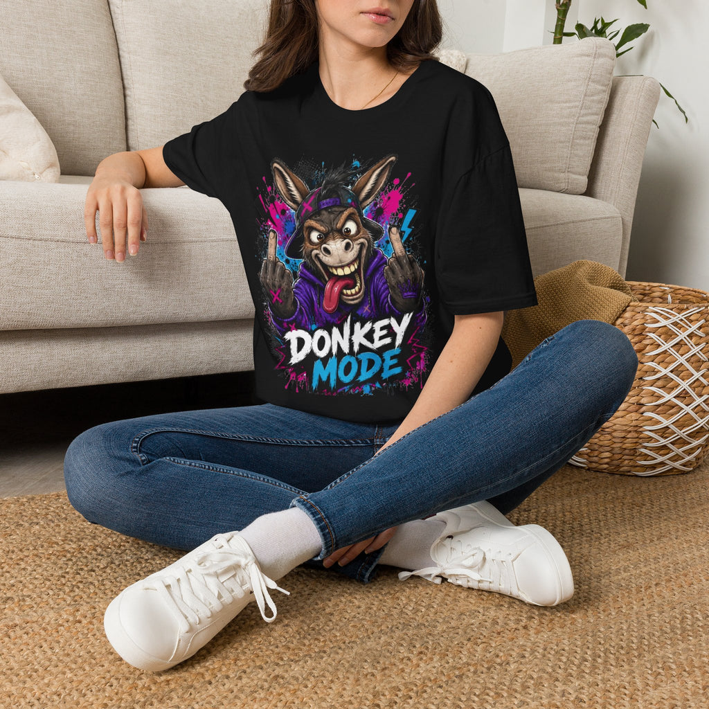 Donkey Mode Graphic T‑Shirt — Funny Donkey Face Streetwear Tee