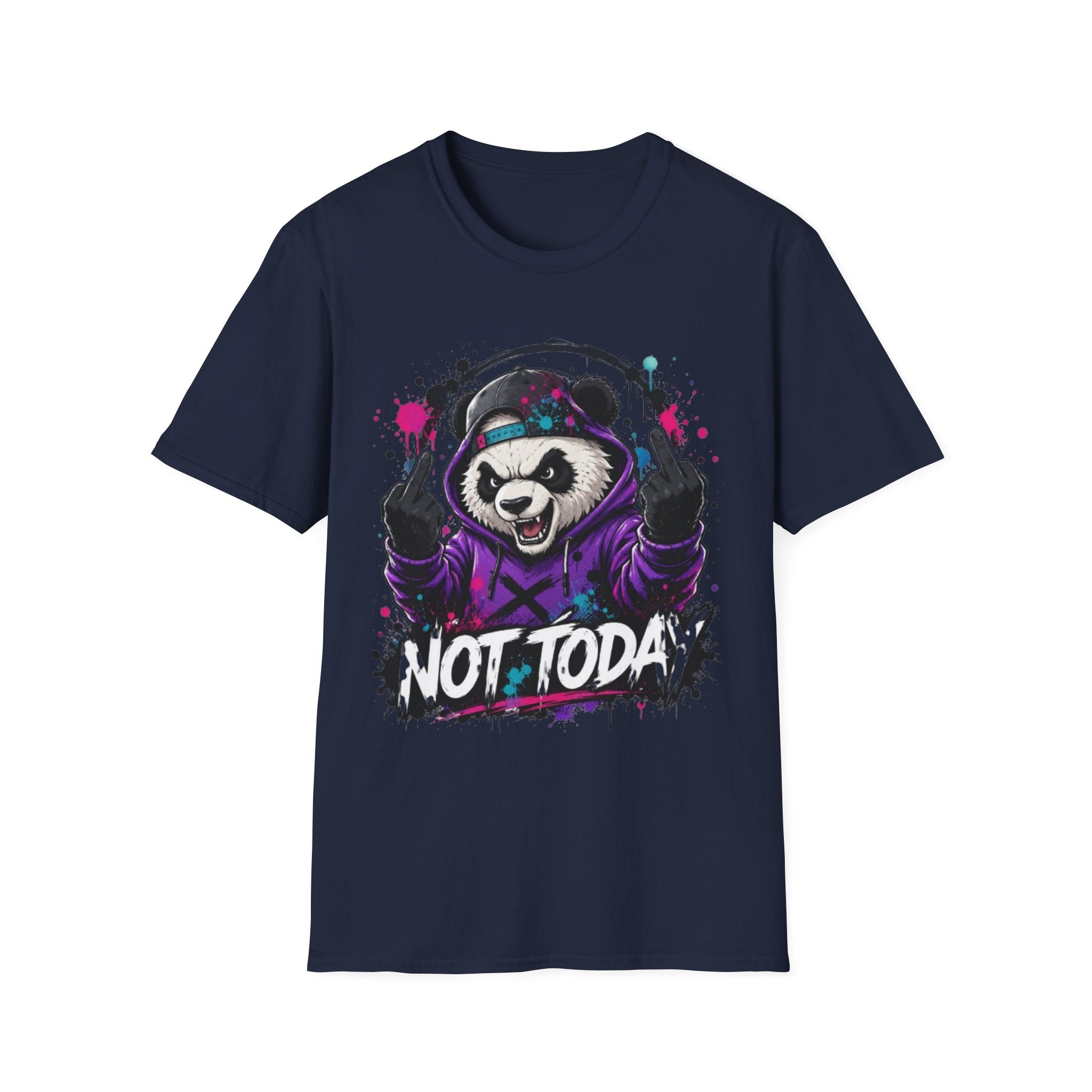 Not Today Panda T-Shirt — Edgy Streetwear Graphic Tee with Headphones