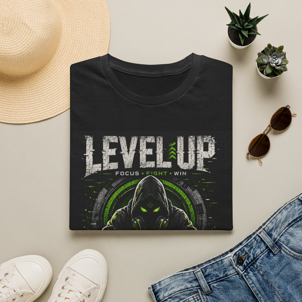 Level Up T-Shirt — 'Level Up: Focus • Fight • Win' Gaming Tee