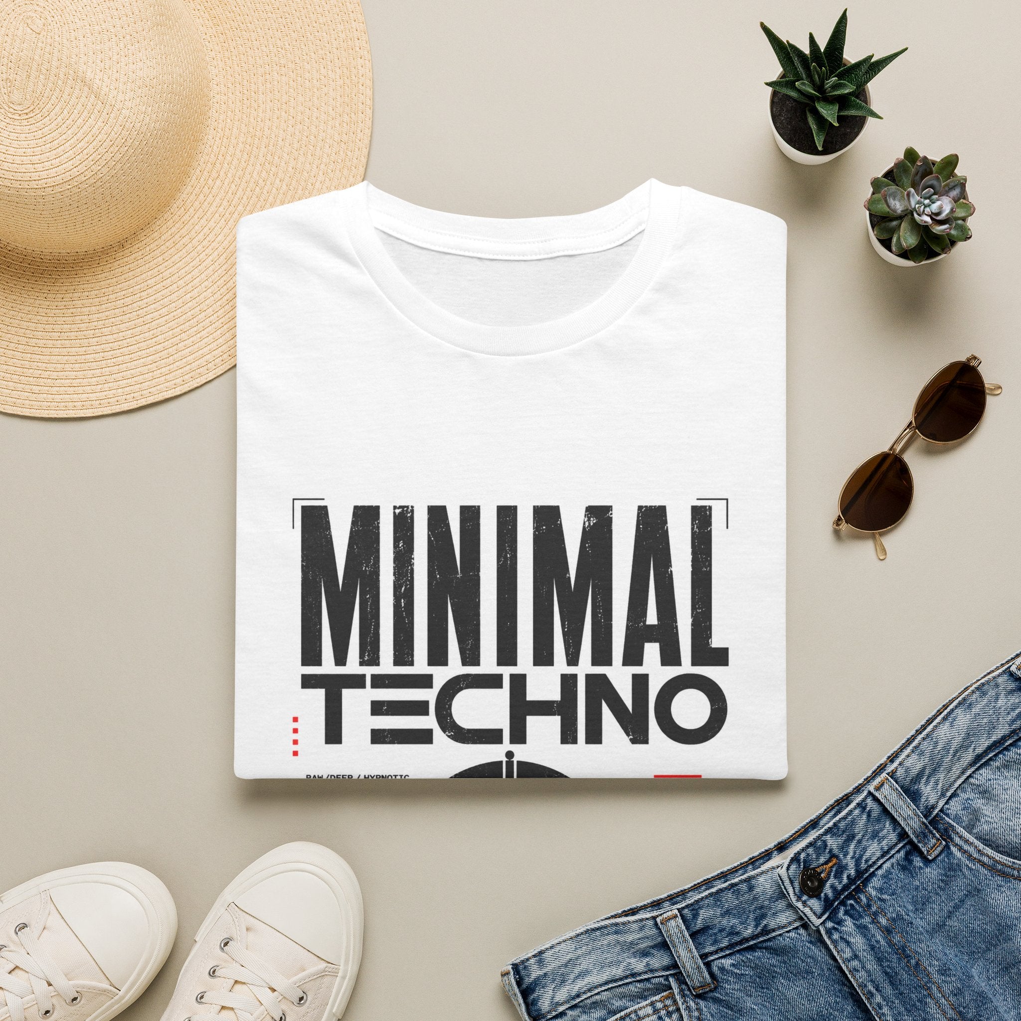 Minimal Techno T‑Shirt — Retro Vinyl DJ Electronic Music Tee