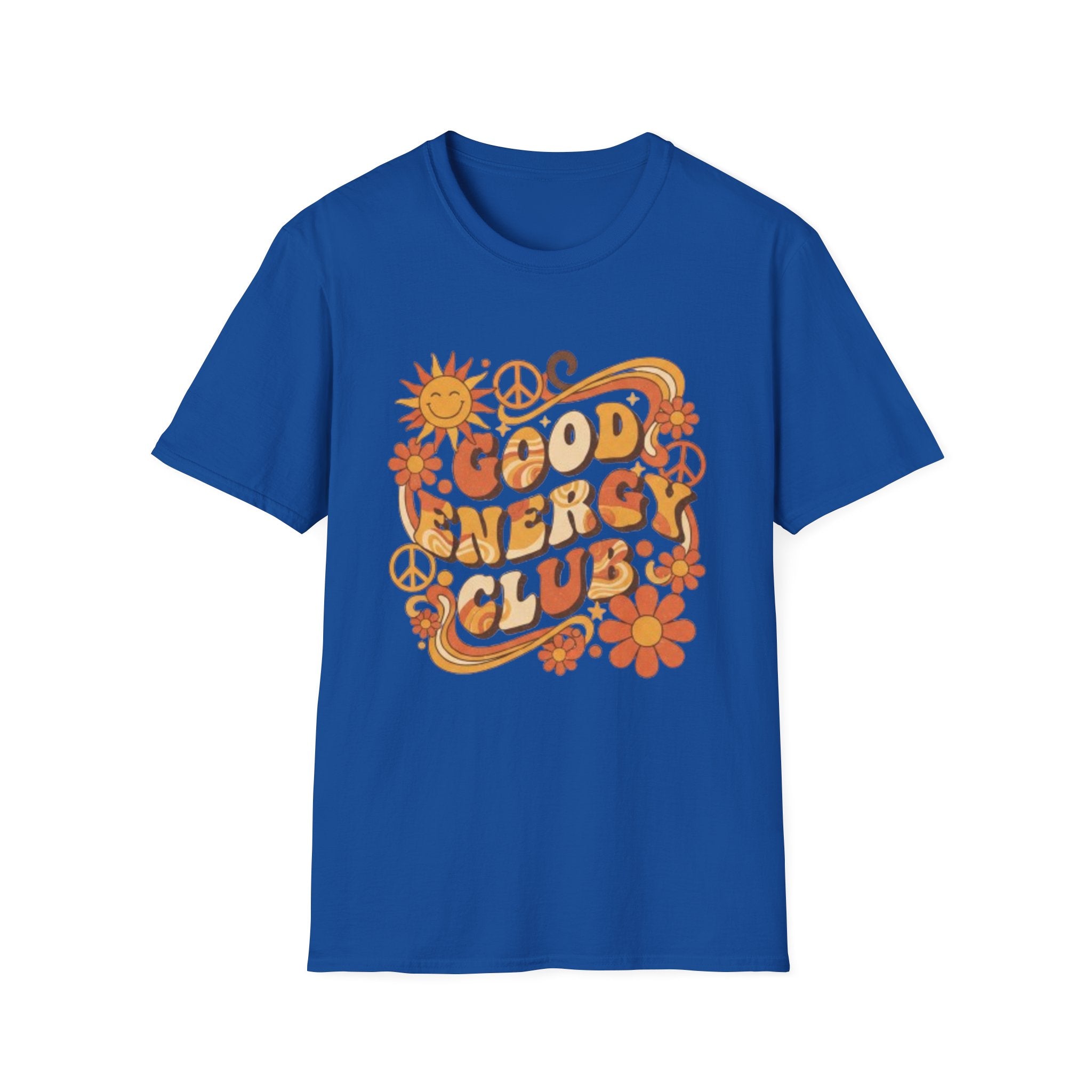 Good Energy Retro Tee — 70s Sunshine Peace Floral Graphic T-Shirt