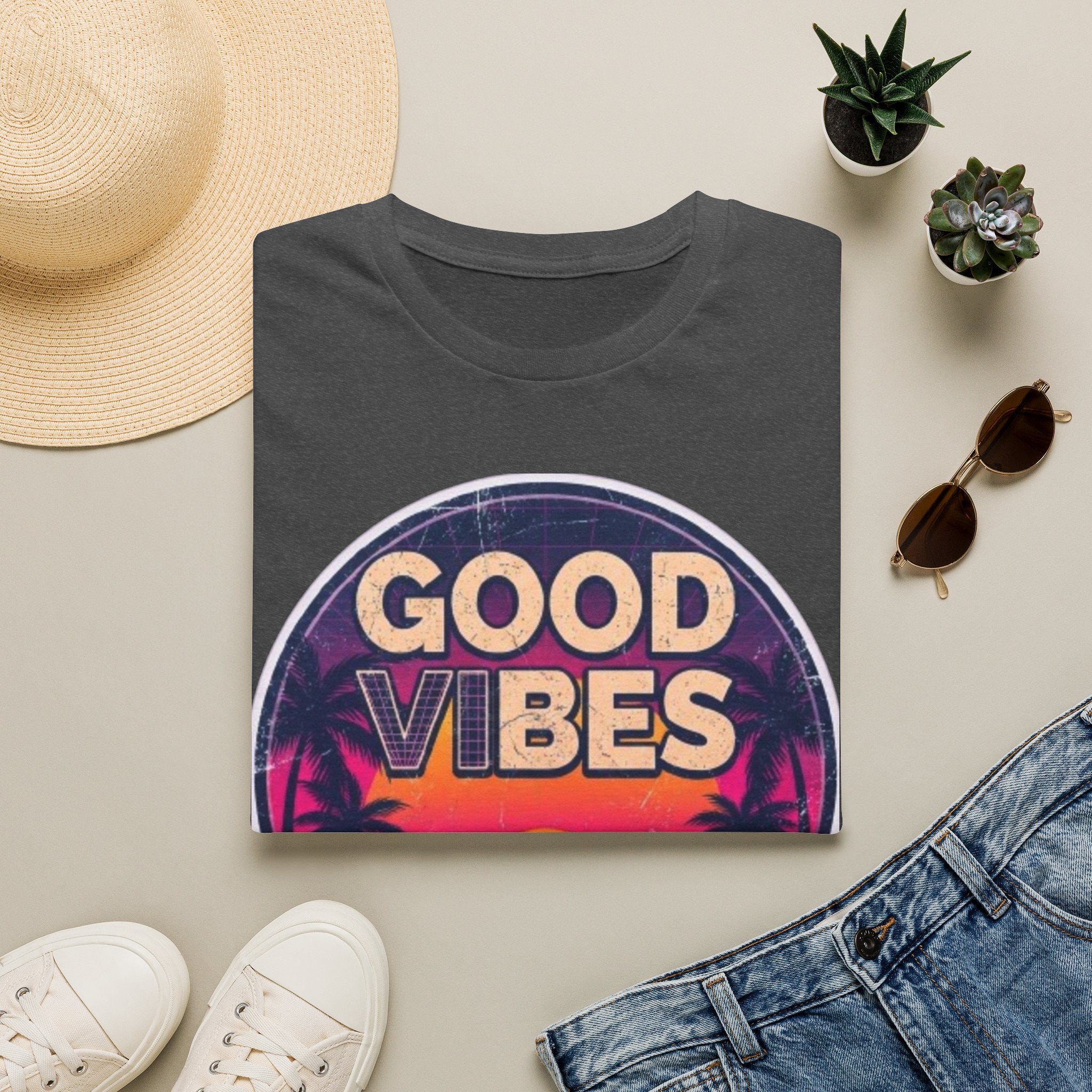 Good Vibes Retro Sunset T‑Shirt