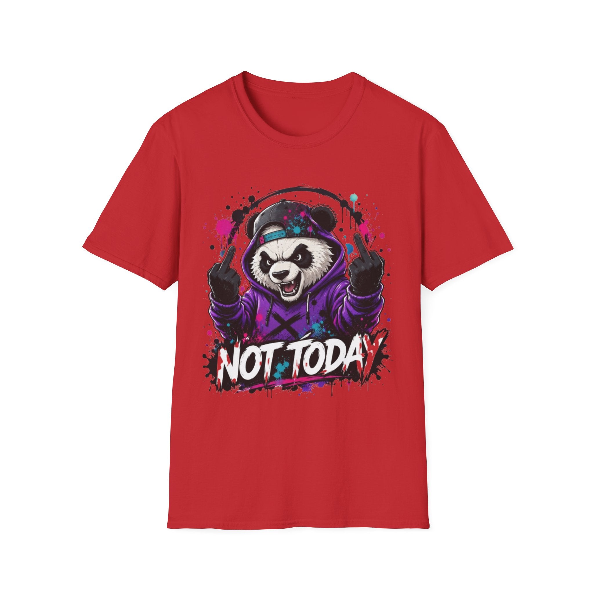 Not Today Panda T-Shirt — Edgy Streetwear Graphic Tee with Headphones