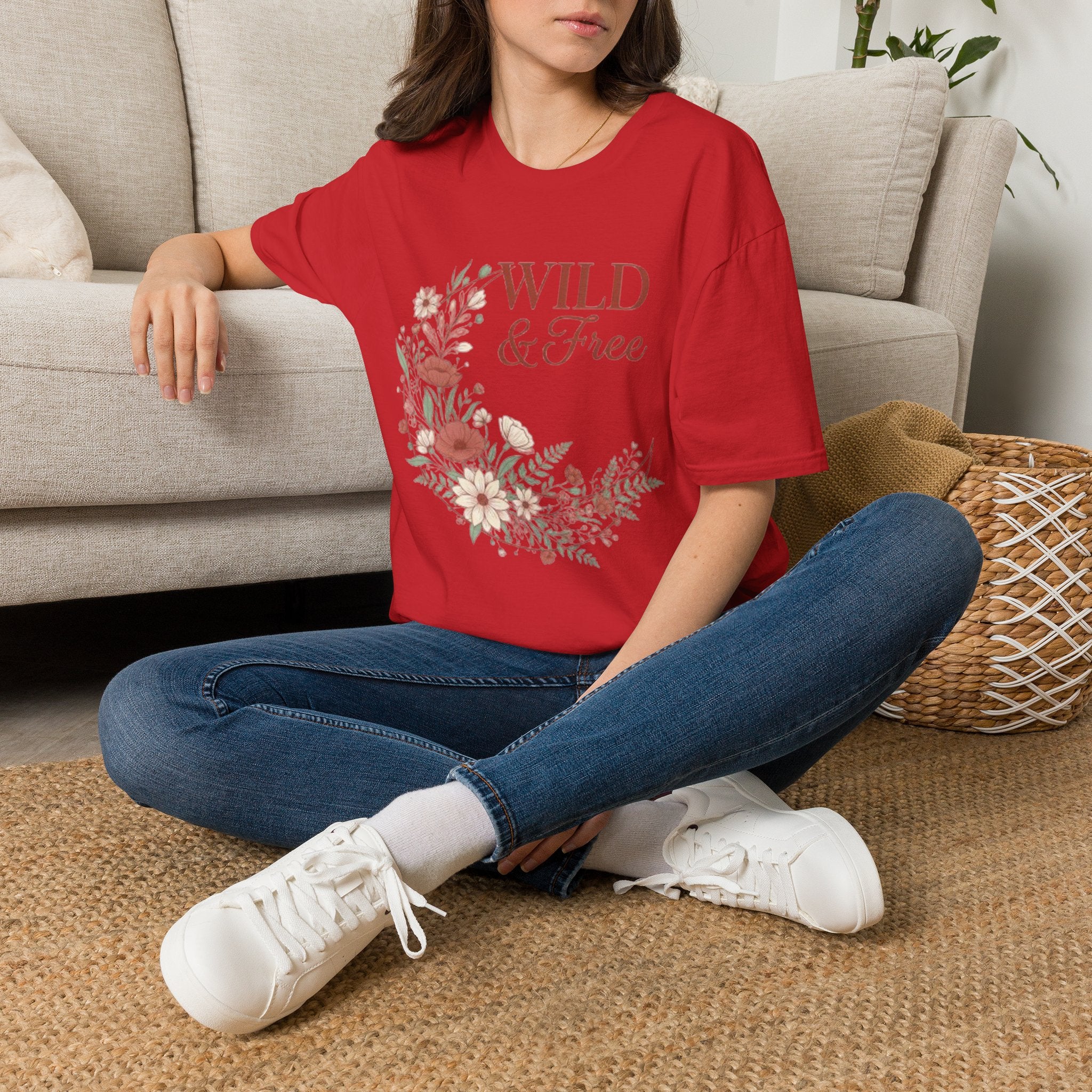 Minimal Floral Chest Tee — 'Be Kind' White T-Shirt