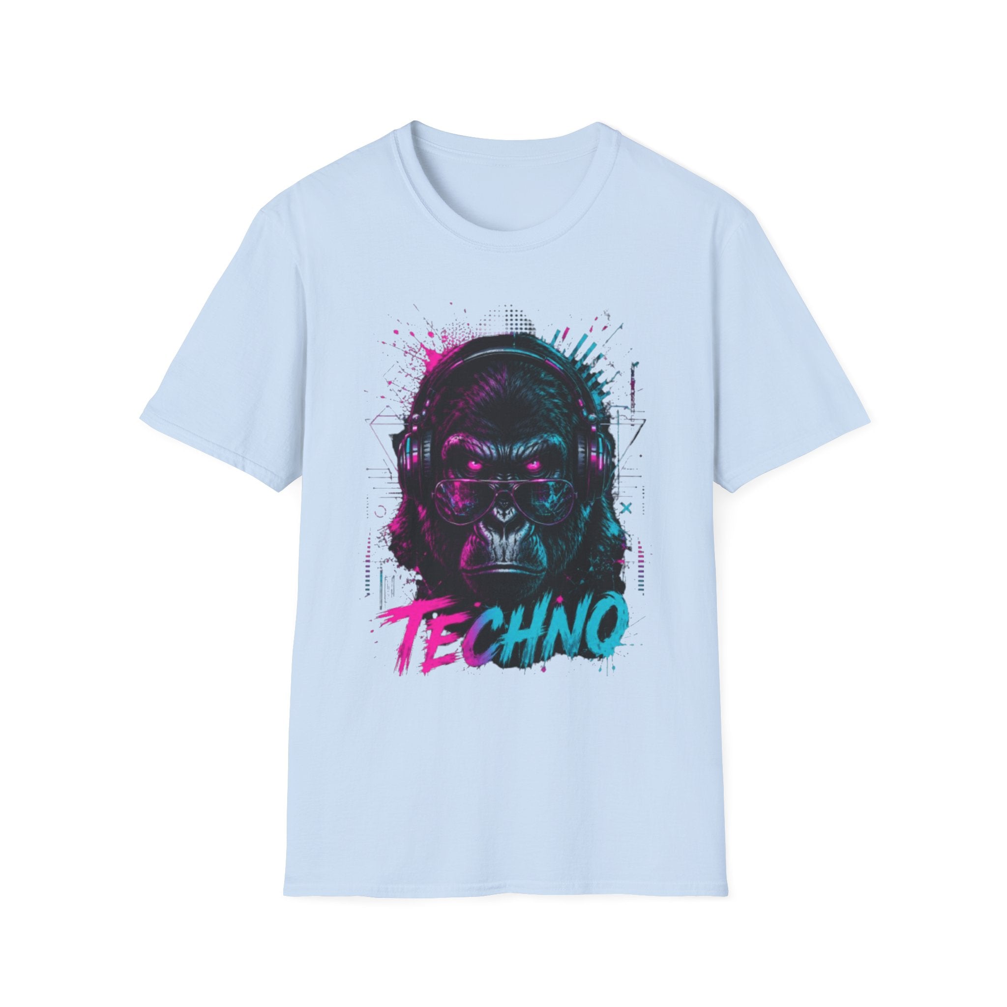 Techno Gorilla T‑Shirt — Neon DJ Ape Graphic Tee