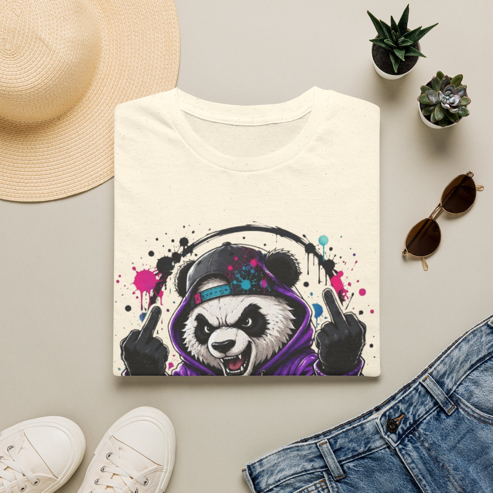 Not Today Panda T-Shirt — Edgy Streetwear Graphic Tee with Headphones