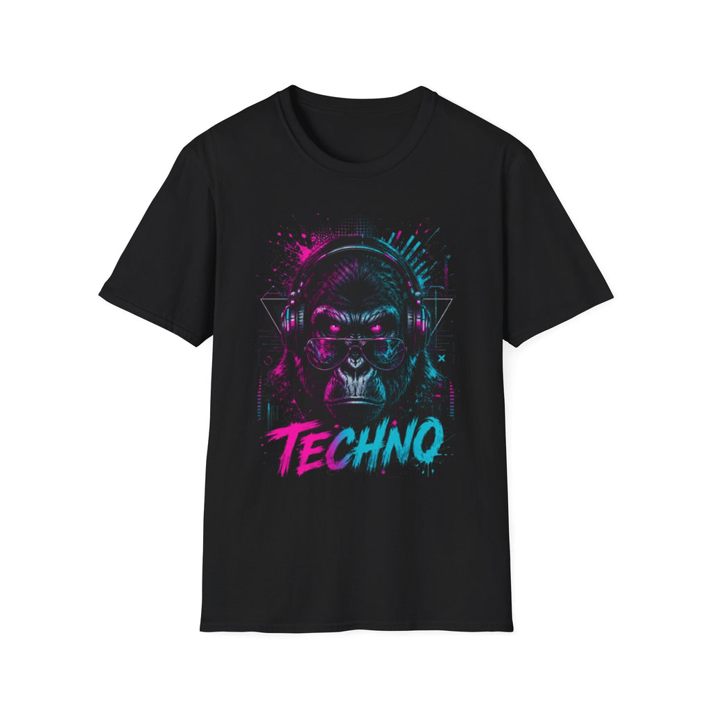 Techno Gorilla T‑Shirt — Neon DJ Ape Graphic Tee