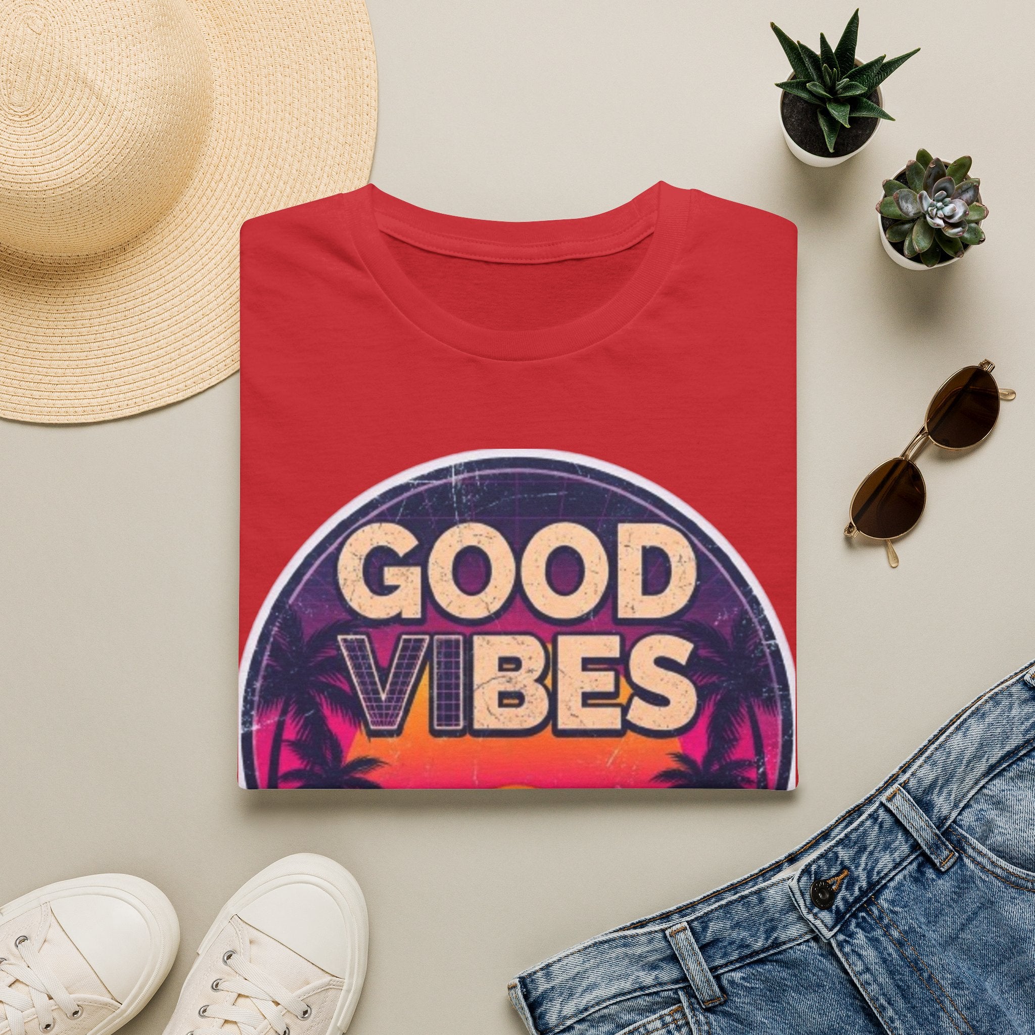 Good Vibes Retro Sunset T‑Shirt