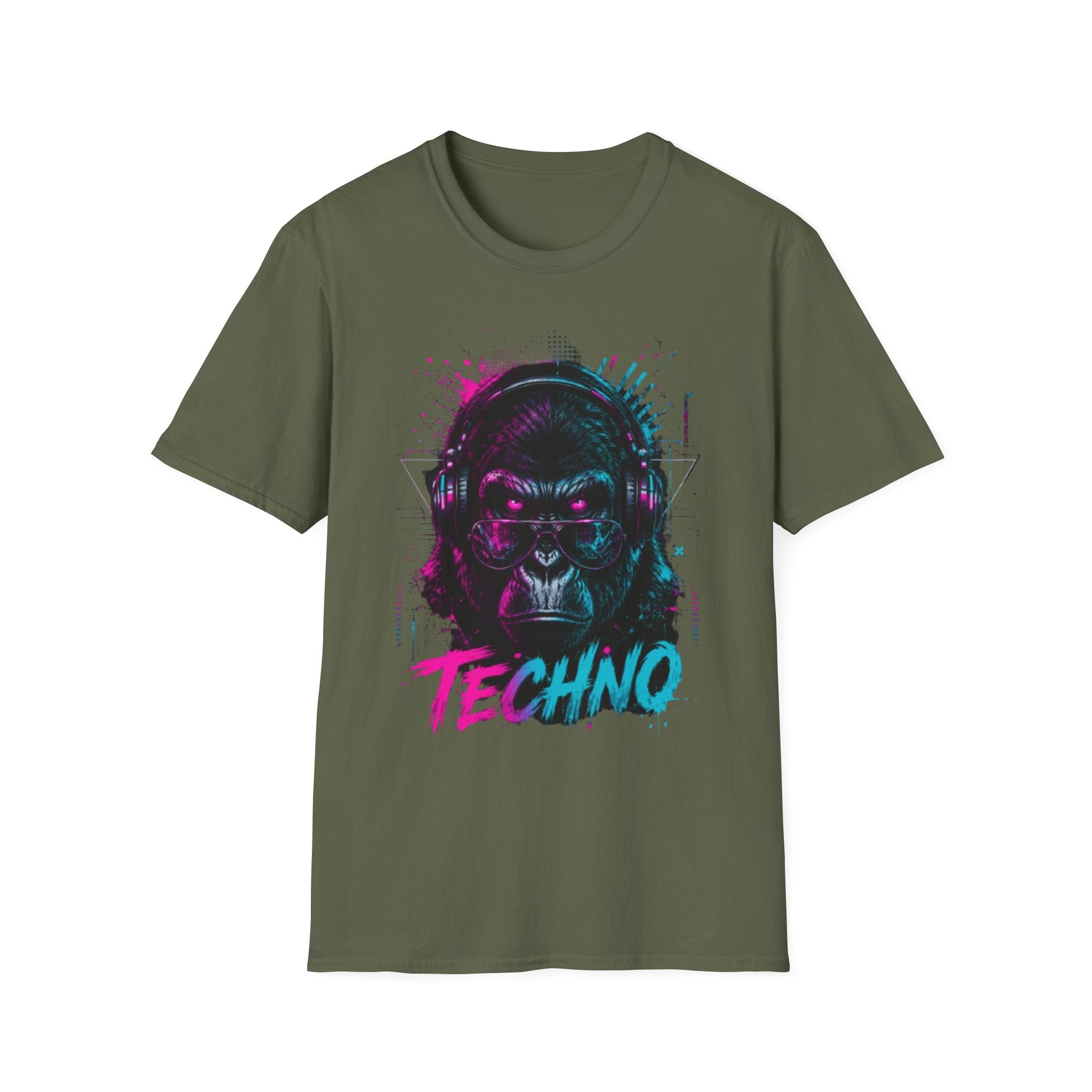 Techno Gorilla T‑Shirt — Neon DJ Ape Graphic Tee