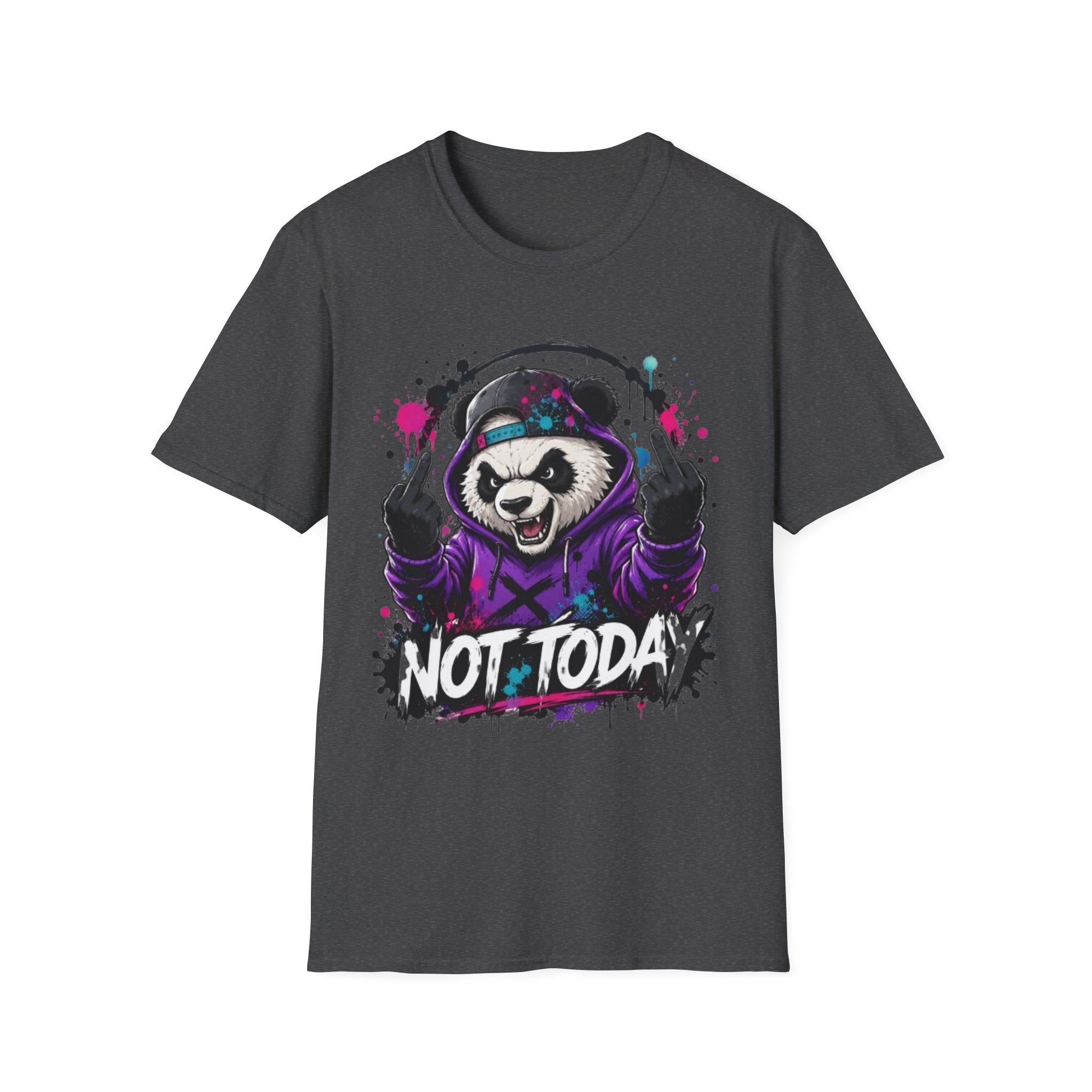 Not Today Panda T-Shirt — Edgy Streetwear Graphic Tee with Headphones