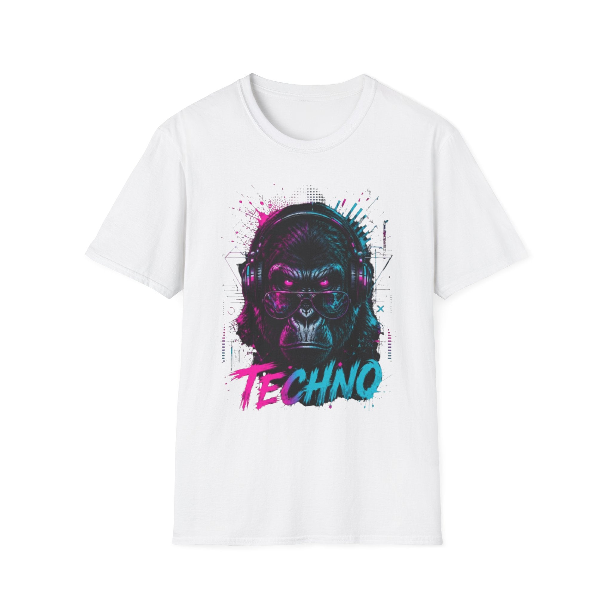 Techno Gorilla T‑Shirt — Neon DJ Ape Graphic Tee