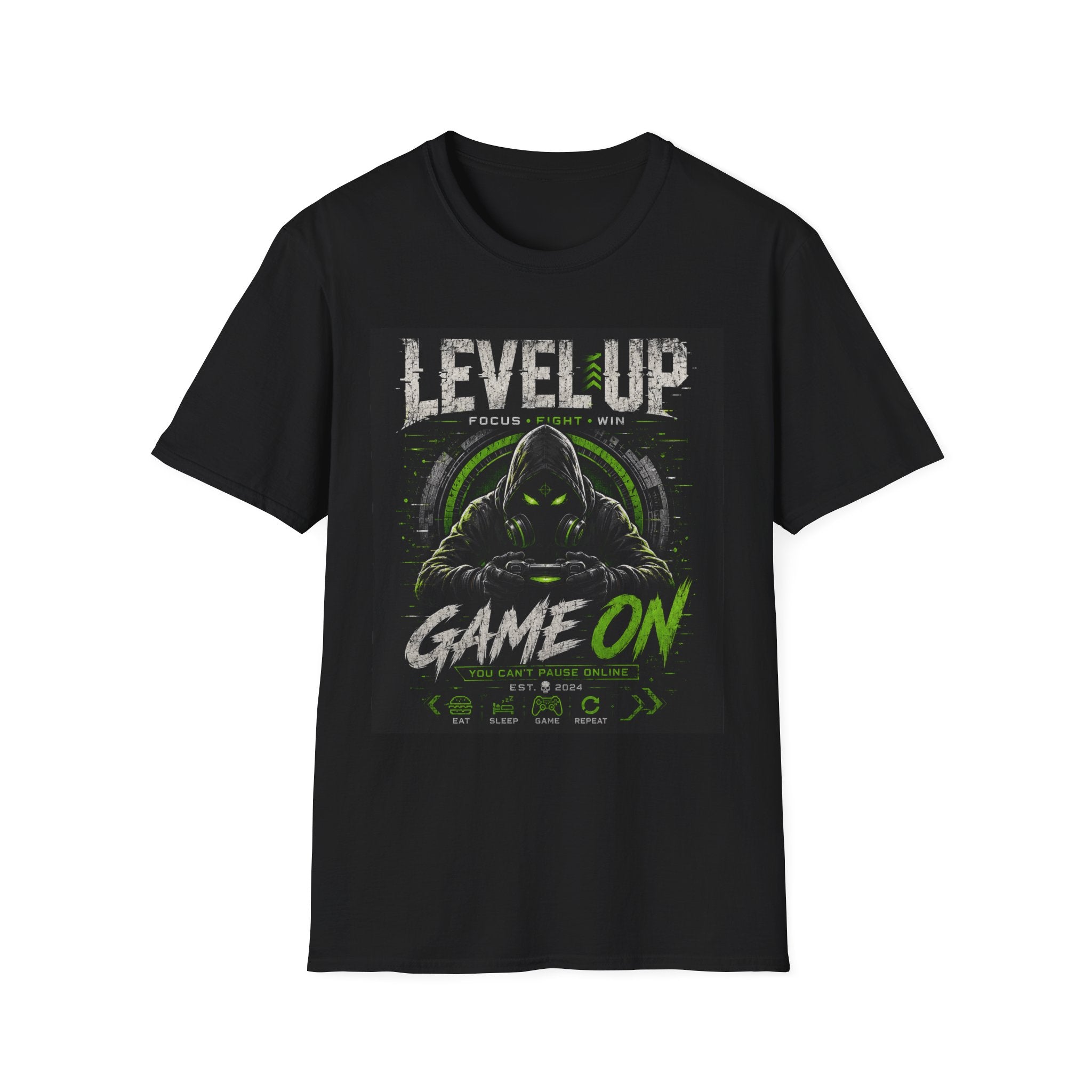 Level Up T-Shirt — 'Level Up: Focus • Fight • Win' Gaming Tee
