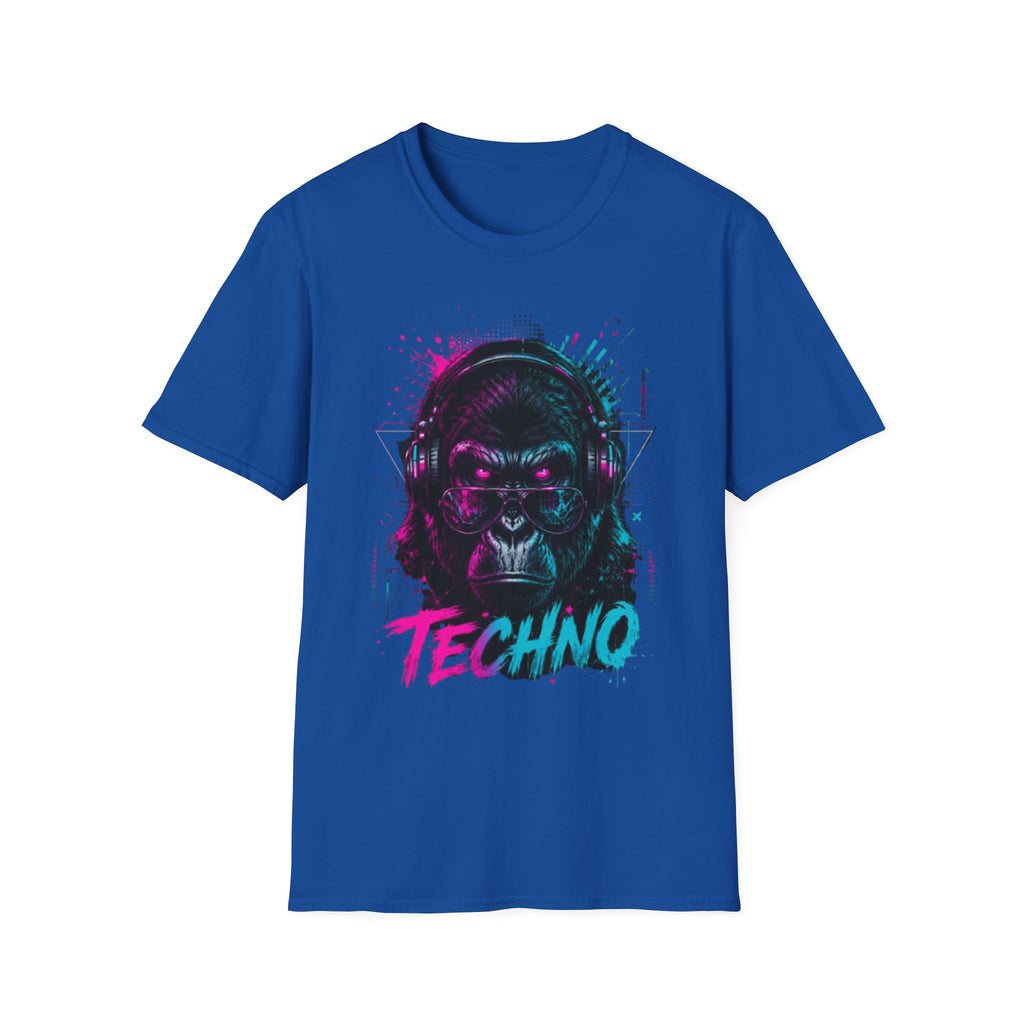 Techno Gorilla T‑Shirt — Neon DJ Ape Graphic Tee