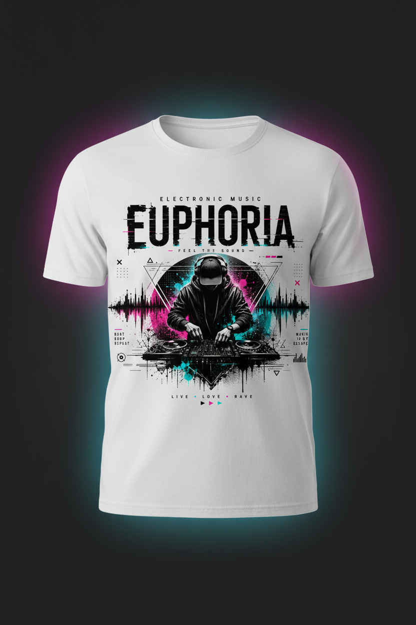 Euphoria DJ Festival Tee — Mockup Pinterest